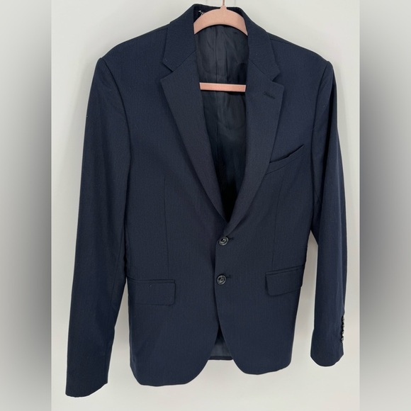 Zara Men's Navy Blue Two Button Blazer Suit Jacket - Picture 1 of 12